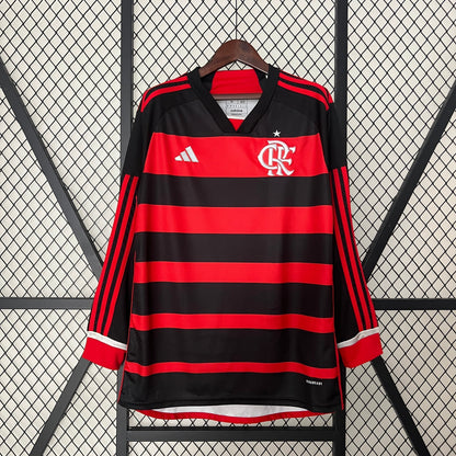 Camisa Manga Longa Flamengo I 24/25 - Adidas - Vermelho e Preto