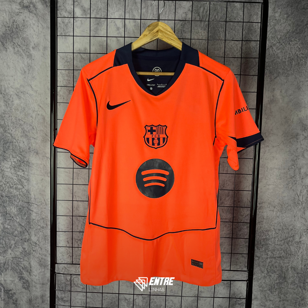 Camisa Barcelona 25/26 Third - Masculina - Modelo Torcedor - Laranja (PRONTA ENTREGA)