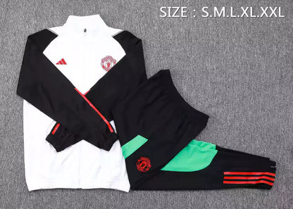 Conjunto Manchester United 23/24 Branco com Preto - Adidas - Com Ziper